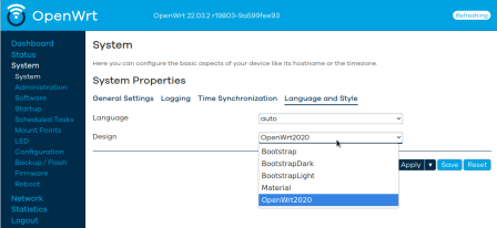 Change Router Theme OpenWrt2020.png, Nov 2022